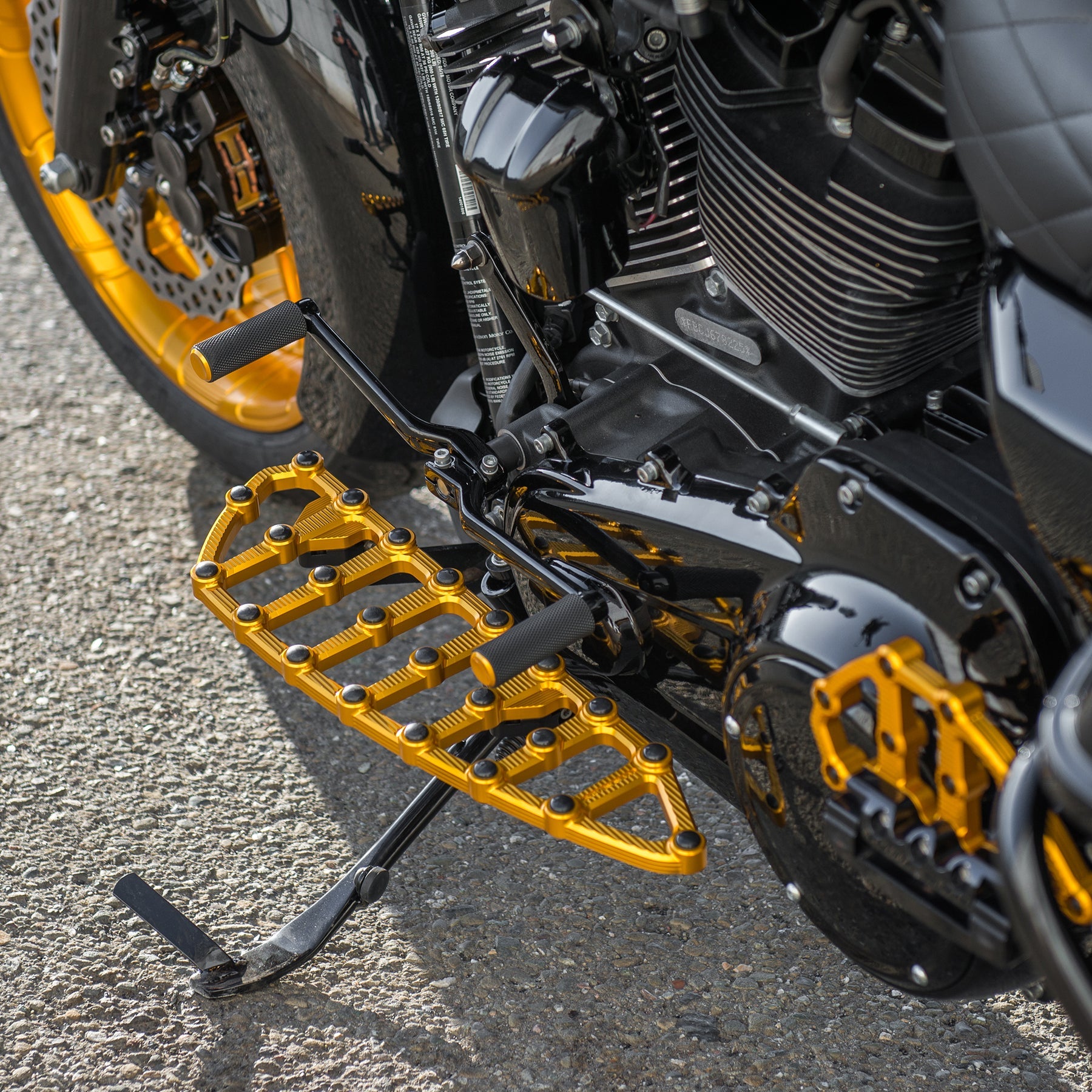 Ness-MX Floorboards, Gold - 18+ Softail Floorboards Arlen Ness