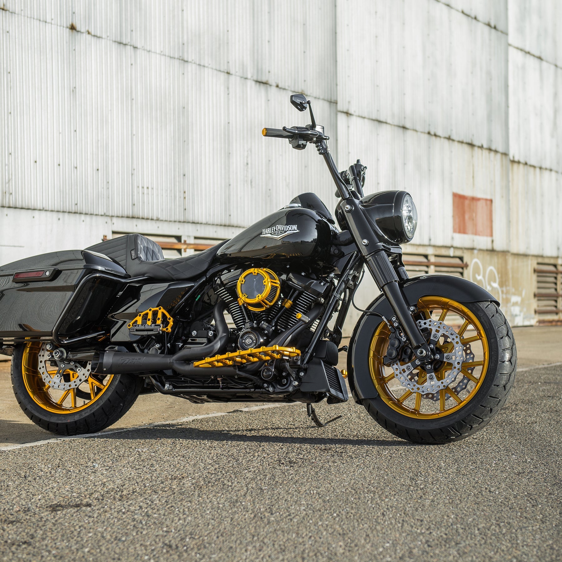 Ness-MX Floorboards, Gold - 18+ Softail Floorboards Arlen Ness