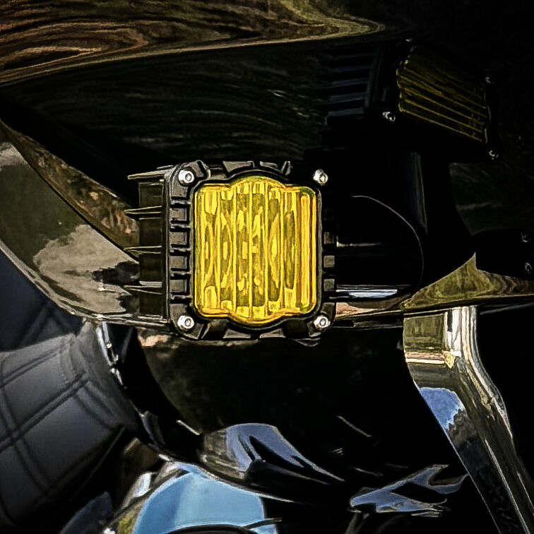 Shark Demon™ SAE Selective Yellow LED Front Turn Signals - 14+ Road Glide Turn Signals Custom Dynamics