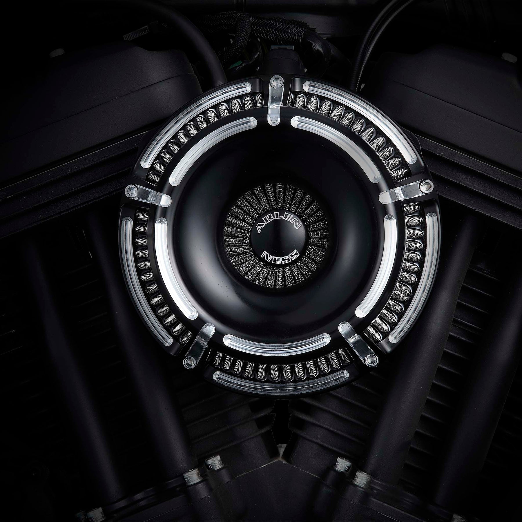 Slot Track Inverted Series Air Cleaner, Black - 24+ Touring Air Cleaner Arlen Ness