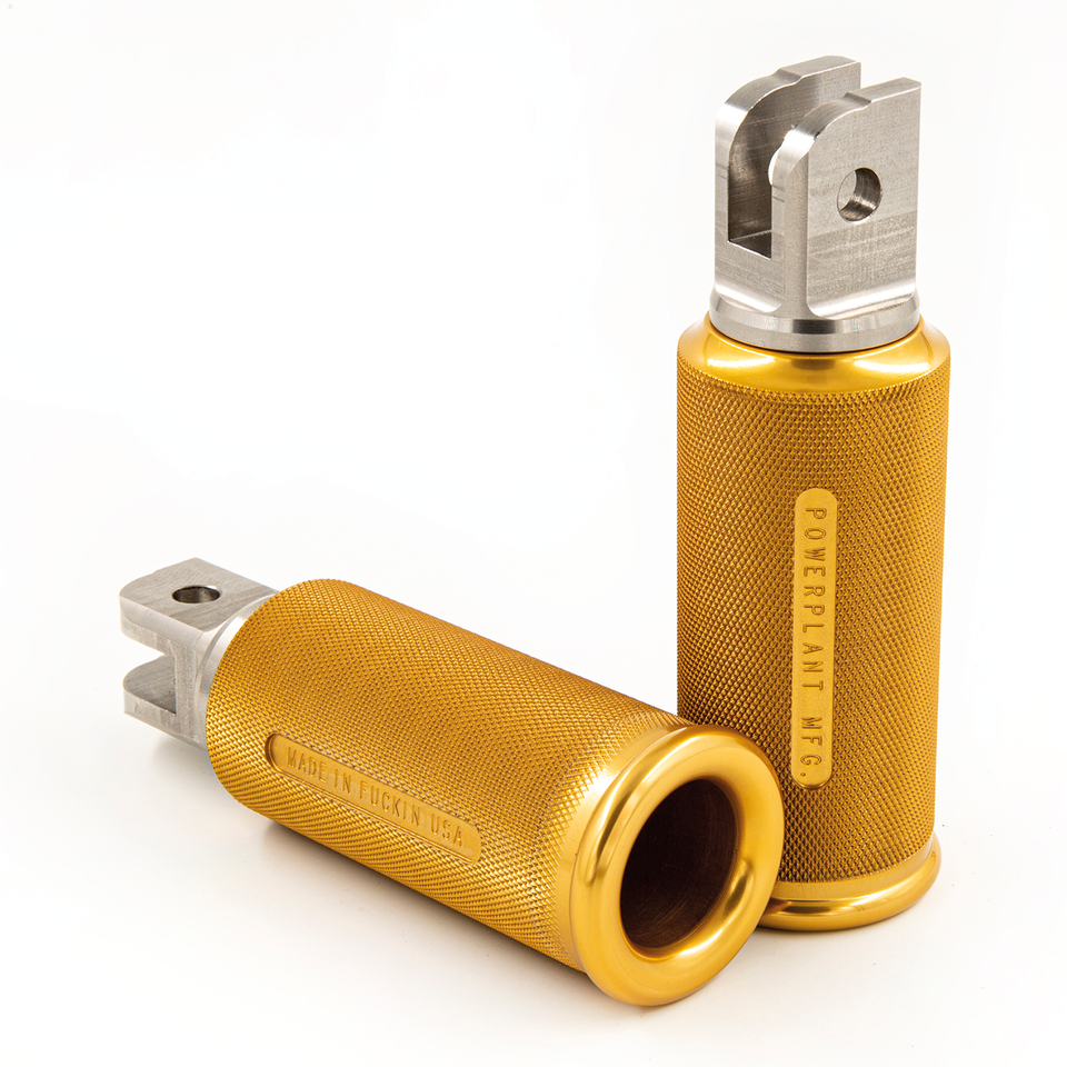 P16 Foot Pegs, Gold - Milwaukee 8 Foot Pegs P16 Powerplant Motorcycle Co.