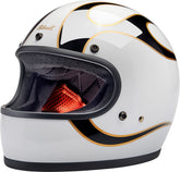 Biltwell Gringo Helmet, Gloss White & Black Flames Helmets Biltwell XS