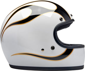 Biltwell Gringo Helmet, Gloss White & Black Flames Helmets Biltwell
