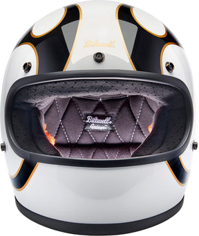 Biltwell Gringo Helmet, Gloss White & Black Flames Helmets Biltwell