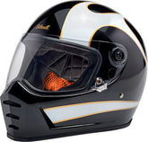 Biltwell Lane Splitter Helmet, Gloss Black & Gloss White Flames Helmets Biltwell S