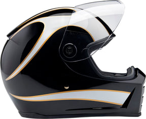 Biltwell Lane Splitter Helmet, Gloss Black & Gloss White Flames Helmets Biltwell