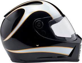 Biltwell Lane Splitter Helmet, Gloss Black & Gloss White Flames Helmets Biltwell