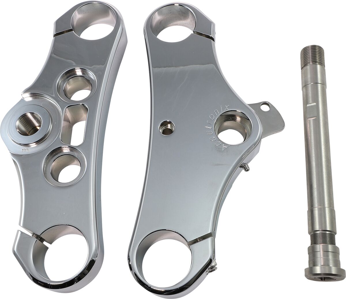 Accutronix Accutronix Triple Tree Elite Smooth Conversion Kit 3° Rake 49 Mm Chrome Fork Triple Trees & Kits Accutronix