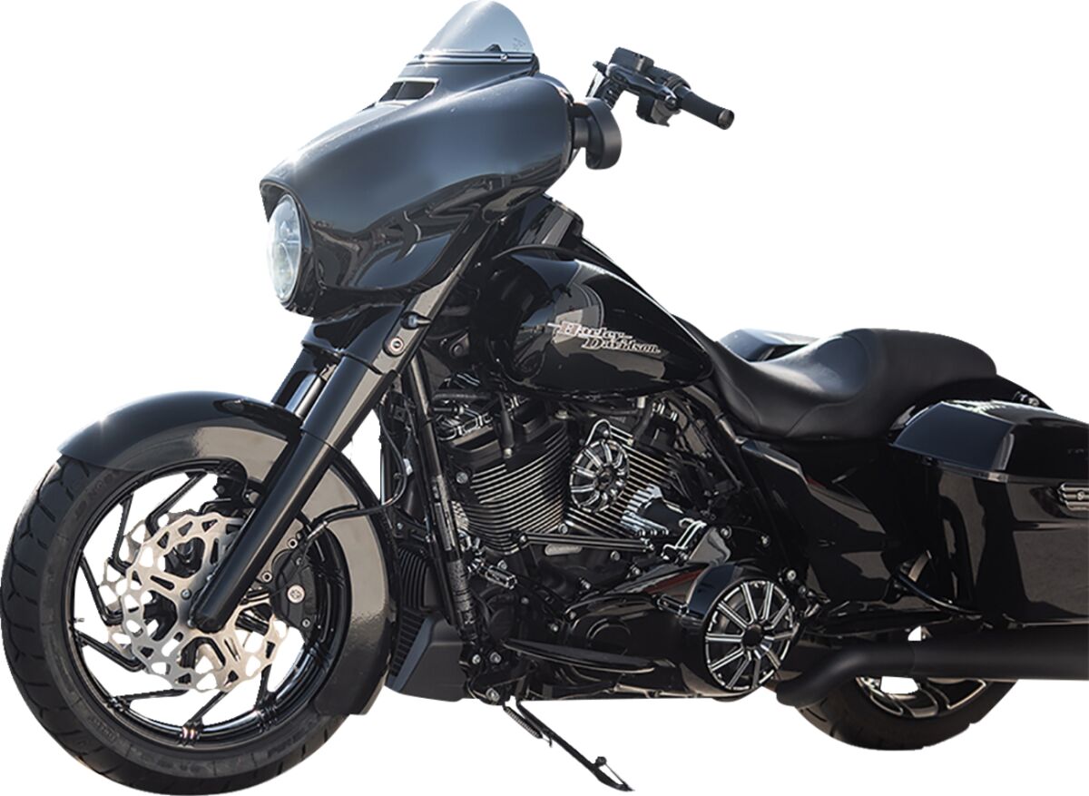 Arlen Ness Smooth Steel Fork Boots For Fat Tire, Black - 14+ Touring Fork Tins Slider Arlen Ness