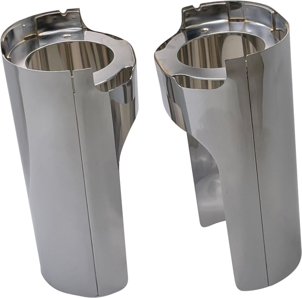 Arlen Ness Smooth Steel Fork Boots For Fat Tire, Chrome - 14+ Touring Fork Tins Slider Arlen Ness