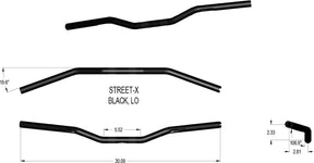 Khrome Werks Handlebar Low Bend 1" Black Handlebars Khrome Werks