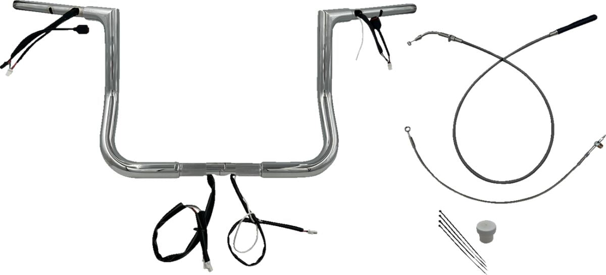 Fat Baggers Inc. Handlebar Kit 12" Flhx/Se 23 24 1.25 Flat Top Chrome Handlebars Fat Baggers Inc.