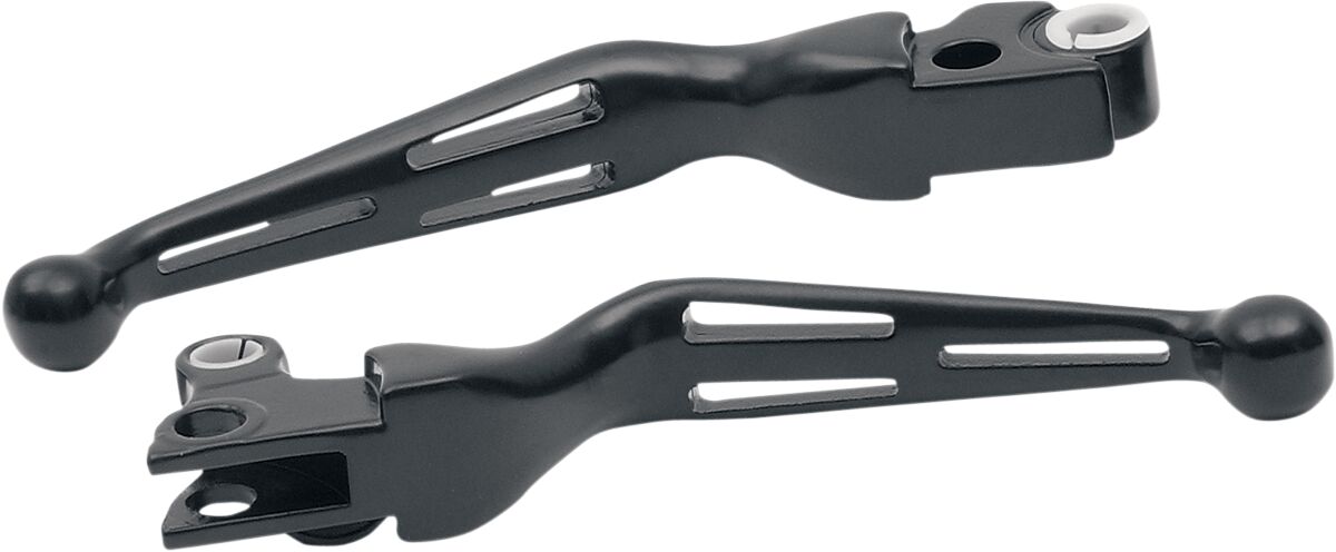 Drag Specialties Lever Set Slotted Wide Blade Black Brake & Clutch Custom Control Drag Specialties