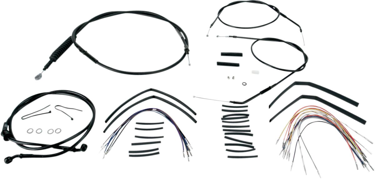 Burly Brand Cable Kit 14" Black Vinyl Stainless Steel Handlebar W/O Abs Apehanger Cable/Line Kits Burly Brand