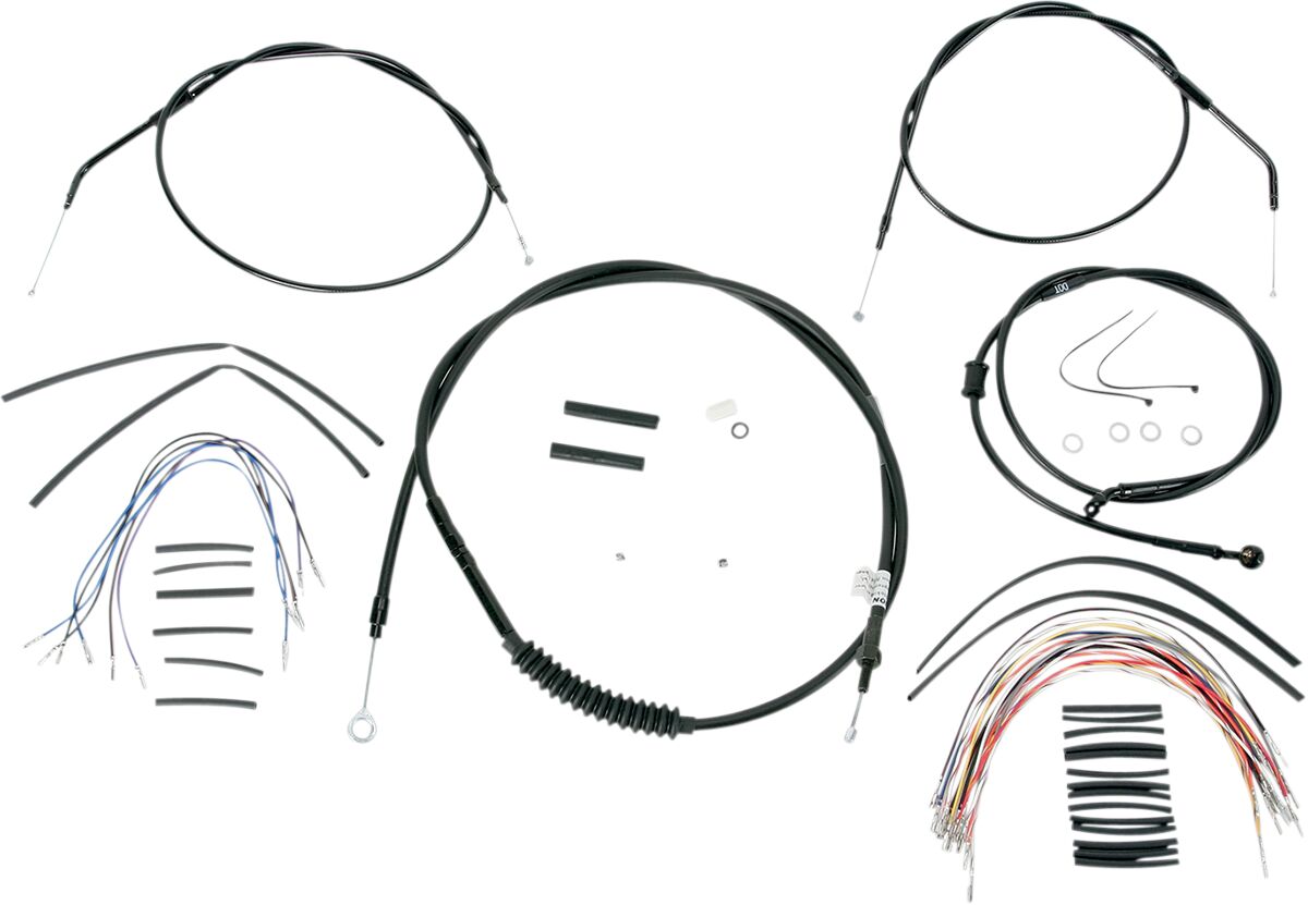 Burly Brand Cable Kit 12" Black Vinyl Stainless Steel Handlebar W/O Abs Apehanger Cable/Line Kits Burly Brand