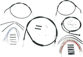 Burly Brand Cable Kit 12" Black Vinyl Stainless Steel Handlebar W/O Abs Apehanger Cable/Line Kits Burly Brand