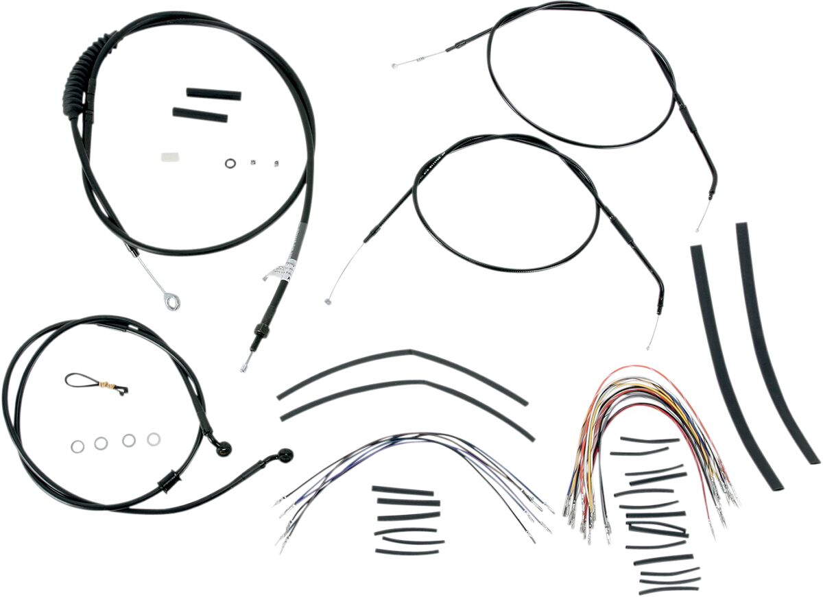 Burly Brand Cable Kit 14" Black Vinyl Stainless Steel Handlebar W/O Abs Apehanger Cable/Line Kits Burly Brand
