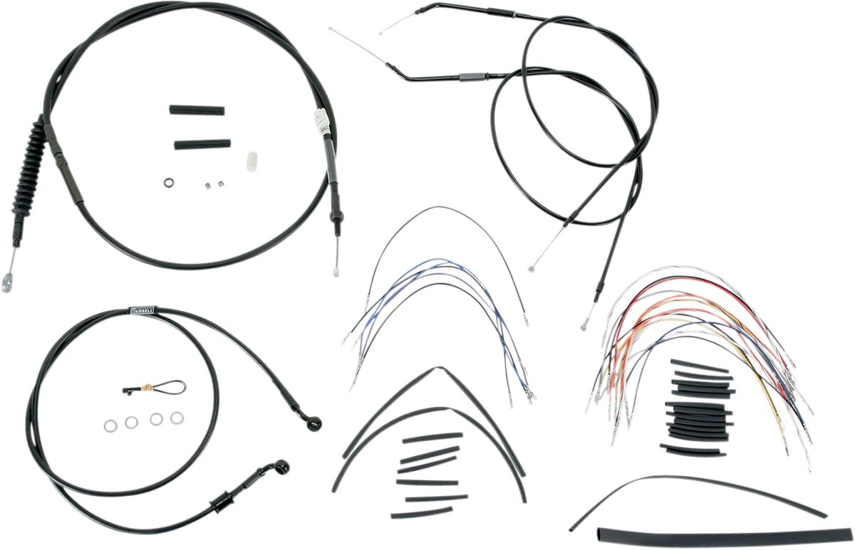 Burly Brand Cable Kit 16" Black Vinyl Stainless Steel Handlebar W/O Abs Apehanger Cable/Line Kits Burly Brand