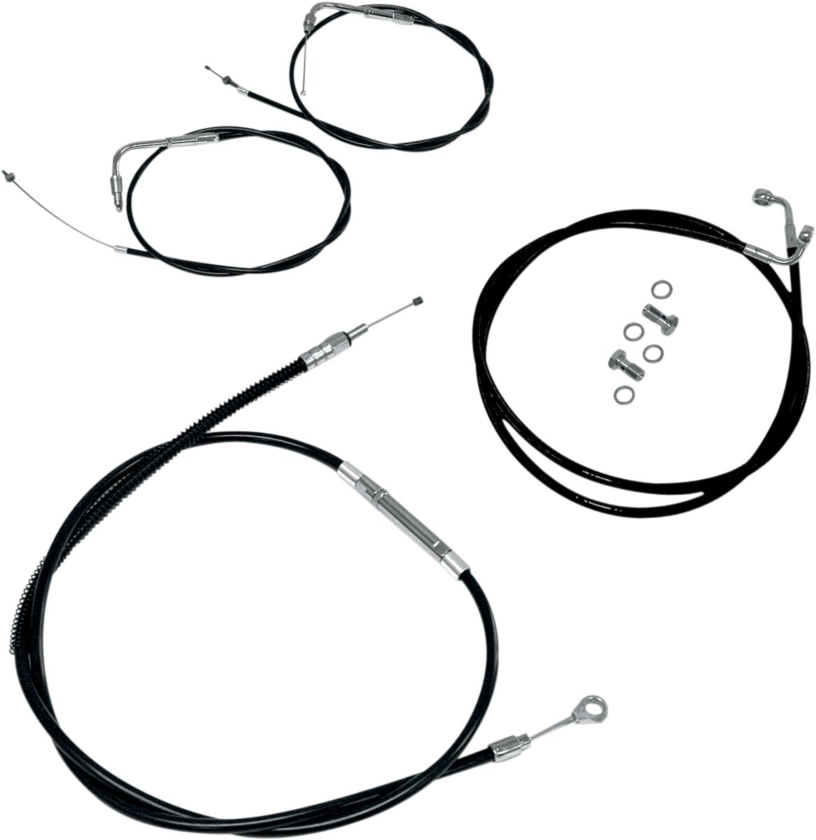 La Choppers Cable Kit 15 17" Ape Bar Length Stainless Steel Black Coated For Non Abs Hd Brake & Clutch Lines La Choppers