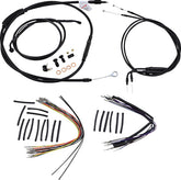 Burly Brand Cable Kit 14" Black Vinyl Stainless Steel Handlebar W/O Abs Apehanger Cable/Line Kits Burly Brand