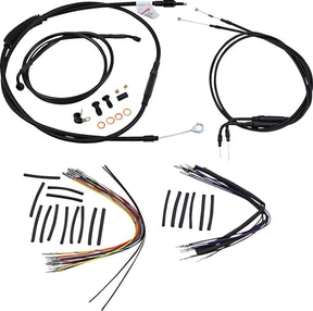 Burly Brand Cable Kit 14" Black Vinyl Stainless Steel Handlebar W/O Abs Apehanger Cable/Line Kits Burly Brand
