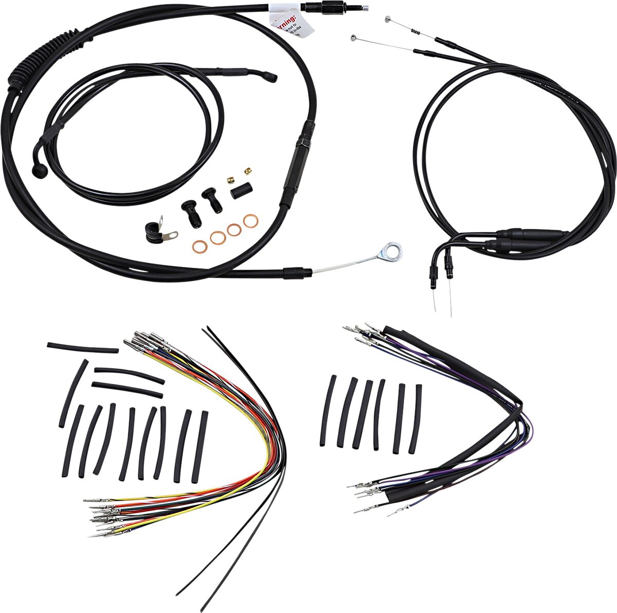 Burly Brand Cable Kit 14" Black Vinyl Stainless Steel Handlebar W/O Abs Apehanger Cable/Line Kits Burly Brand