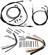 Burly Brand Cable Kit 14" Black Vinyl Stainless Steel Handlebar W/O Abs Apehanger Cable/Line Kits Burly Brand
