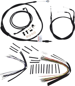 Burly Brand Cable Kit 14" Black Vinyl Stainless Steel Handlebar W/O Abs Apehanger Cable/Line Kits Burly Brand