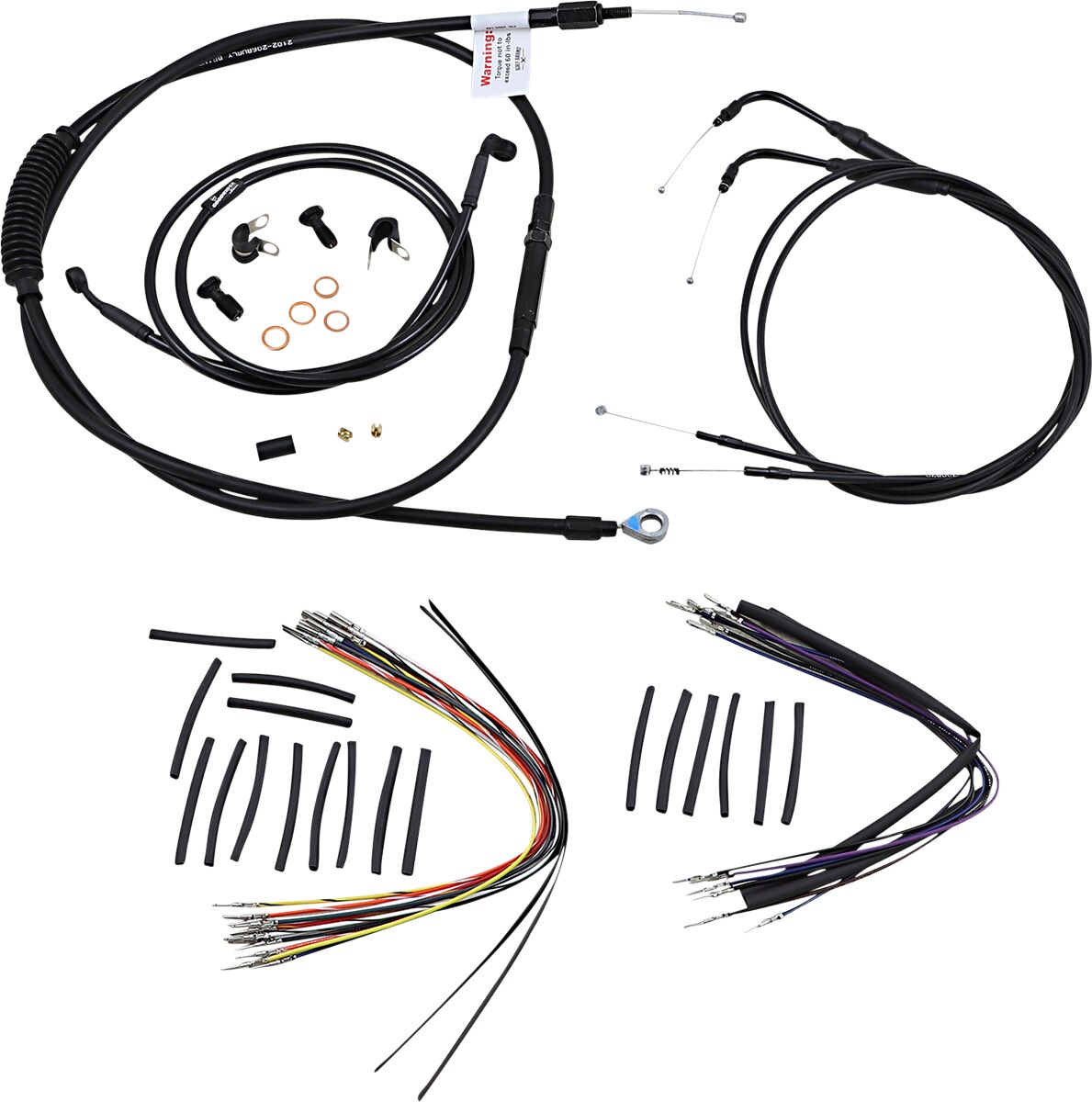 Cable Kit 14" Black Vinyl Stainless Steel Handlebar W/O Abs Burly Brand