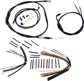 Burly Brand Cable Kit 14" Black Vinyl Stainless Steel Handlebar W/O Abs Apehanger Cable/Line Kits Burly Brand
