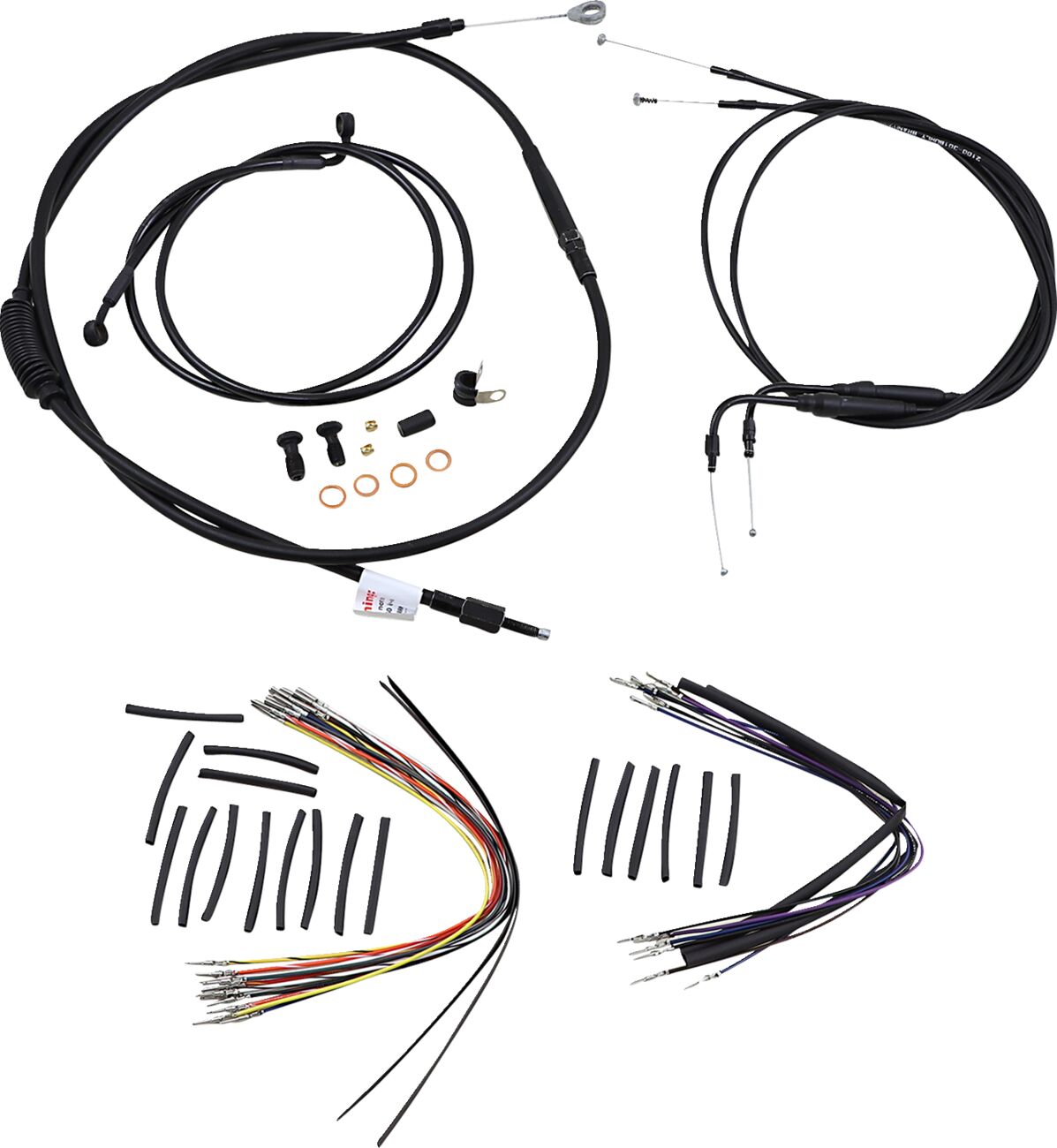 Burly Brand Cable Kit 16" Black Vinyl Stainless Steel Handlebar W/O Abs Apehanger Cable/Line Kits Burly Brand
