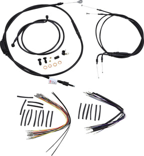 Burly Brand Cable Kit 16" Black Vinyl Stainless Steel Handlebar W/O Abs Apehanger Cable/Line Kits Burly Brand