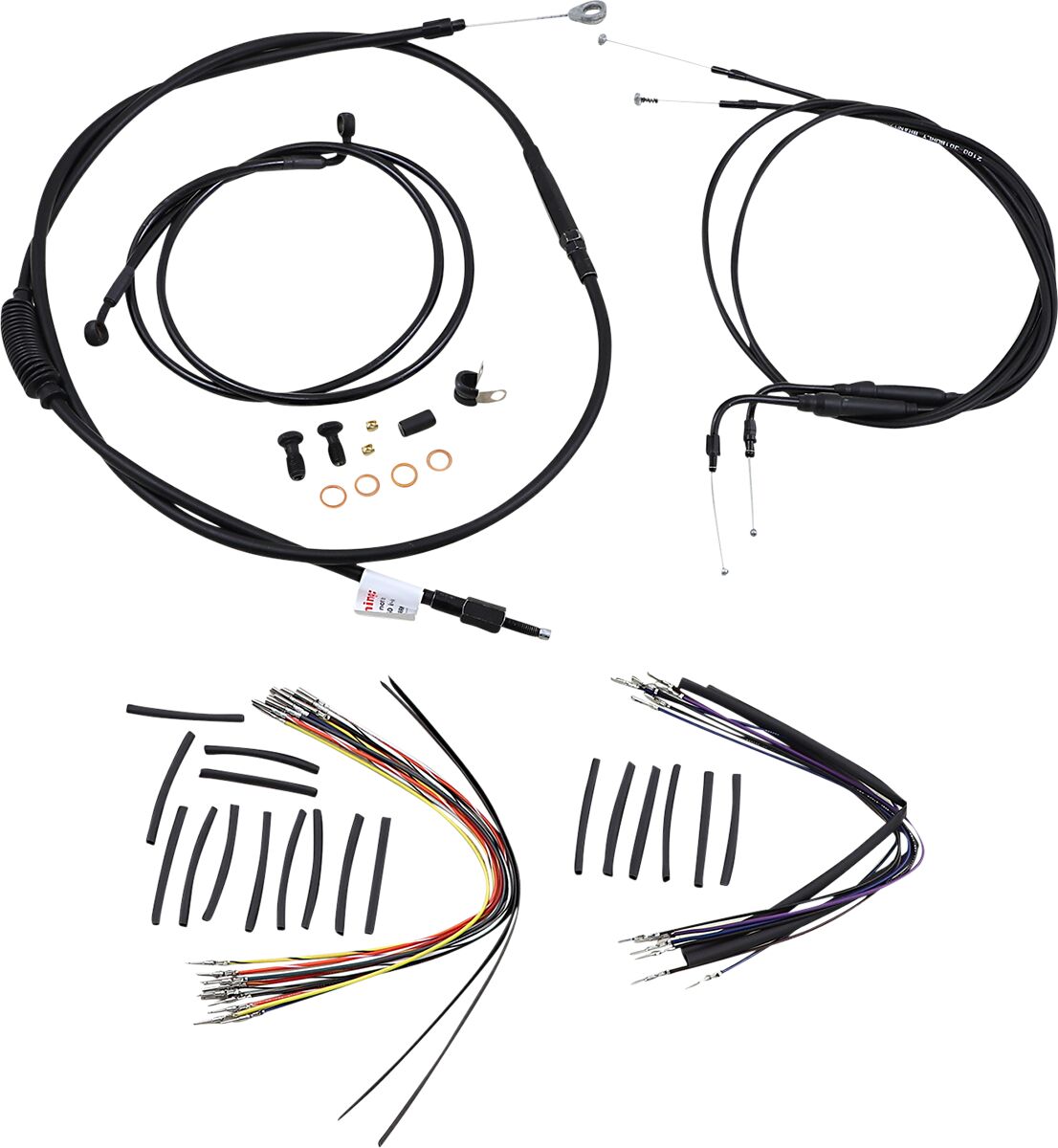 Burly Brand Cable Kit 16" Black Vinyl Stainless Steel Handlebar W/O Abs Apehanger Cable/Line Kits Burly Brand