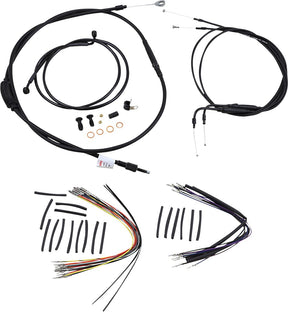 Burly Brand Cable Kit 16" Black Vinyl Stainless Steel Handlebar W/O Abs Apehanger Cable/Line Kits Burly Brand
