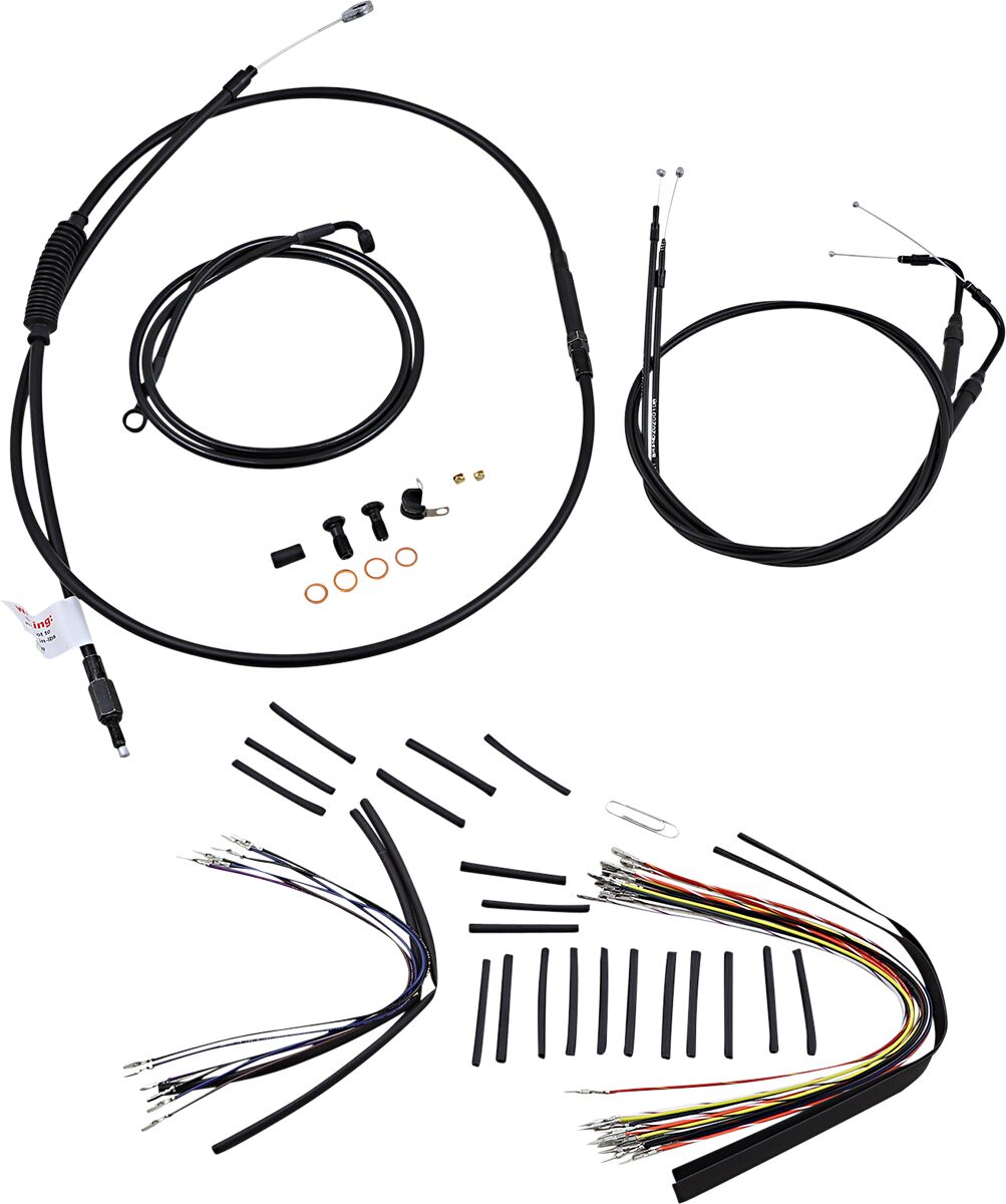 Burly Brand Cable Kit 16" Black Vinyl Stainless Steel Handlebar W/O Abs Apehanger Cable/Line Kits Burly Brand