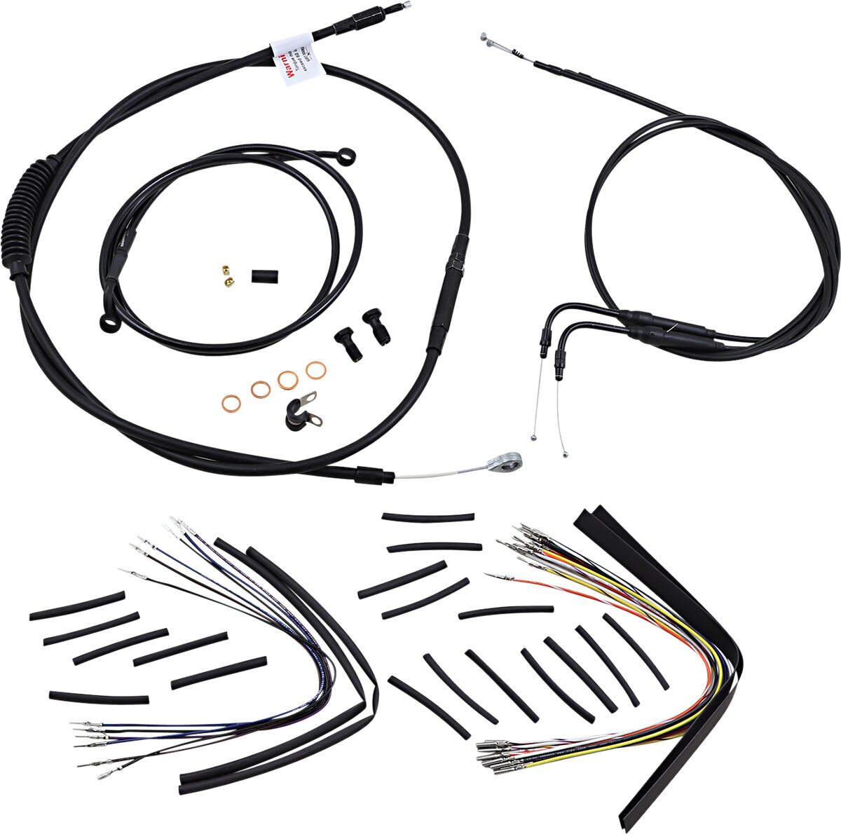 Cable Kit 16" Black Vinyl Stainless Steel Handlebar W/O Abs Burly Brand