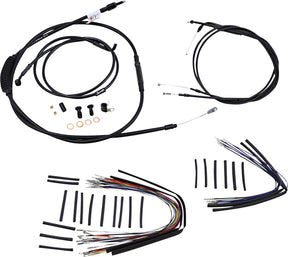 Burly Brand Cable Kit 16" Black Vinyl Stainless Steel Handlebar W/O Abs Apehanger Cable/Line Kits Burly Brand