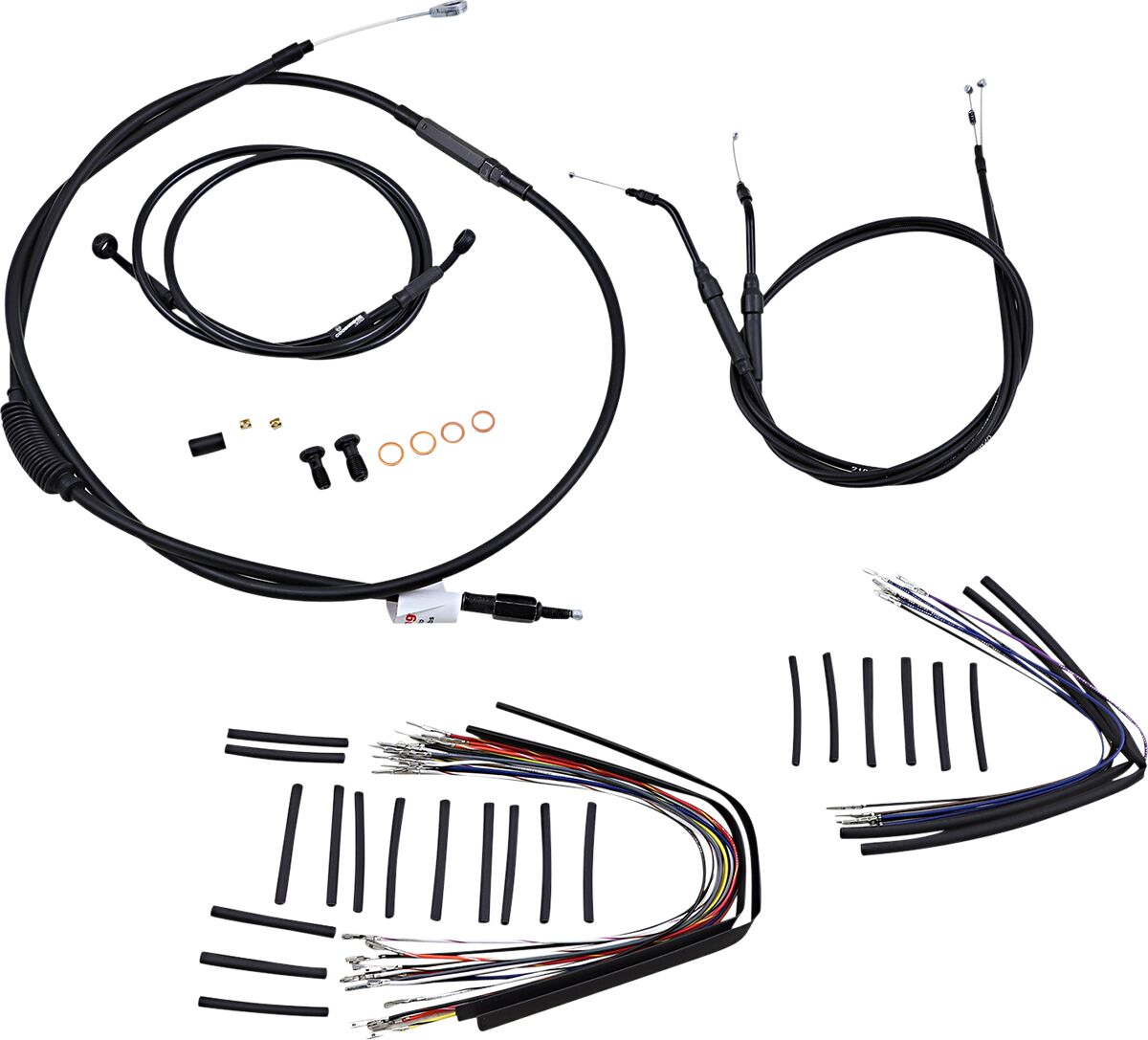 Burly Brand Cable Kit 12" Black Vinyl Stainless Steel Handlebar W/O Abs Apehanger Cable/Line Kits Burly Brand