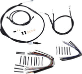 Burly Brand Cable Kit 12" Black Vinyl Stainless Steel Handlebar W/O Abs Apehanger Cable/Line Kits Burly Brand
