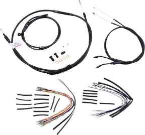 Burly Brand Cable Kit 14" Black Vinyl Stainless Steel Handlebar W/O Abs Apehanger Cable/Line Kits Burly Brand