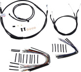 Burly Brand Cable Kit 14" Black Vinyl Stainless Steel Handlebar W/O Abs Apehanger Cable/Line Kits Burly Brand