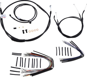 Burly Brand Cable Kit 14" Black Vinyl Stainless Steel Handlebar W/O Abs Apehanger Cable/Line Kits Burly Brand