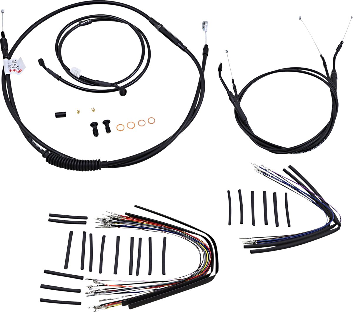 Burly Brand Cable Kit 14" Black Vinyl Stainless Steel Handlebar W/O Abs Apehanger Cable/Line Kits Burly Brand
