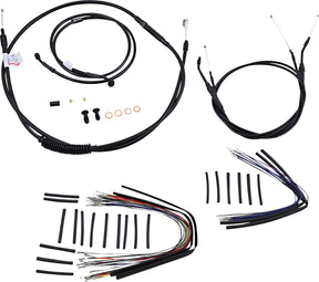 Burly Brand Cable Kit 14" Black Vinyl Stainless Steel Handlebar W/O Abs Apehanger Cable/Line Kits Burly Brand