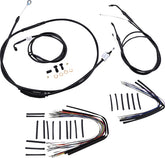 Burly Brand Cable Kit 16" Black Vinyl Stainless Steel Handlebar W/O Abs Apehanger Cable/Line Kits Burly Brand