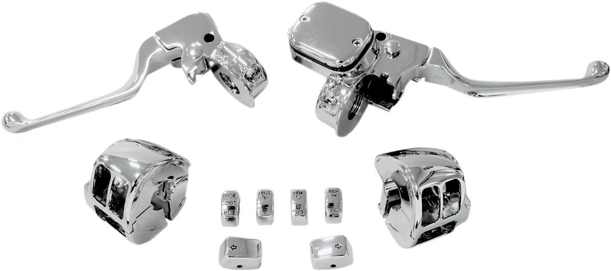 Drag Specialties Handlebar Control Kit W/ 9/16" Brake Master Cylinder W/O Switches Chrome Brake & Clutch Custom Control Drag Specialties