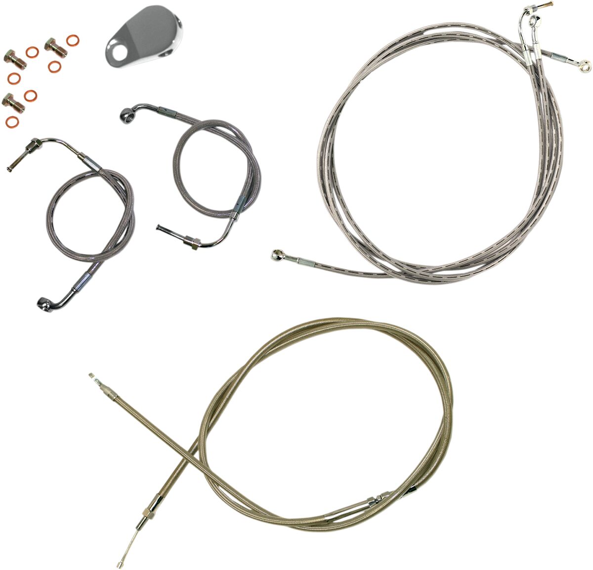 La Choppers Braided Stainless 12 14" Ape Cable Kit For Abs Models Hd Brake & Clutch Lines La Choppers