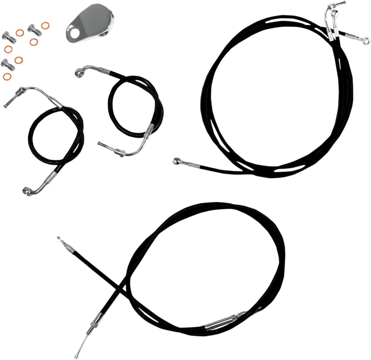 La Choppers 18 20" Ape Cable Kit Black Coated For Abs Models Hd Brake & Clutch Lines La Choppers