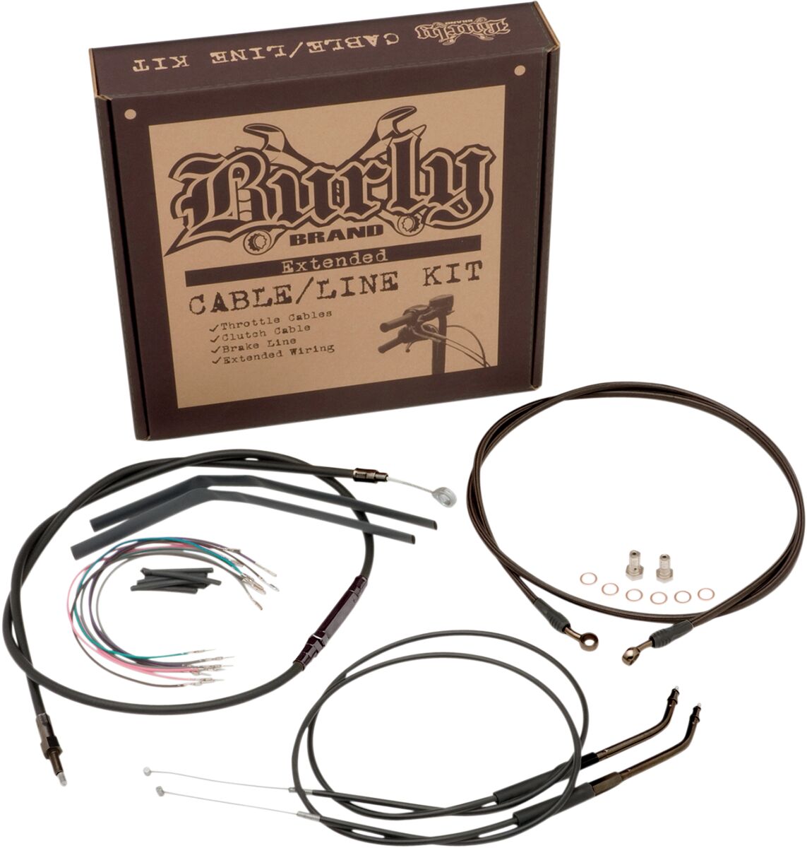 Cable Kit 12" Black Vinyl Stainless Steel Handlebar W/O Abs Burly Brand