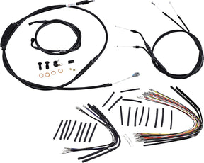 Burly Brand Cable Kit 12" Black Vinyl Stainless Steel Handlebar W/O Abs Apehanger Cable/Line Kits Burly Brand